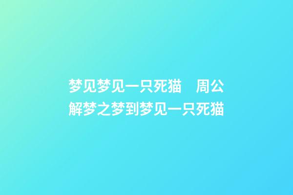 梦见梦见一只死猫　周公解梦之梦到梦见一只死猫